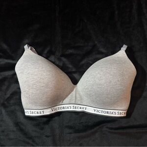 Victoria's Secret Grey & Black Logo Band Molded Bra
